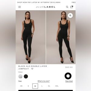 JLUX LABEL Black Alo Double Layer Jumpsuit